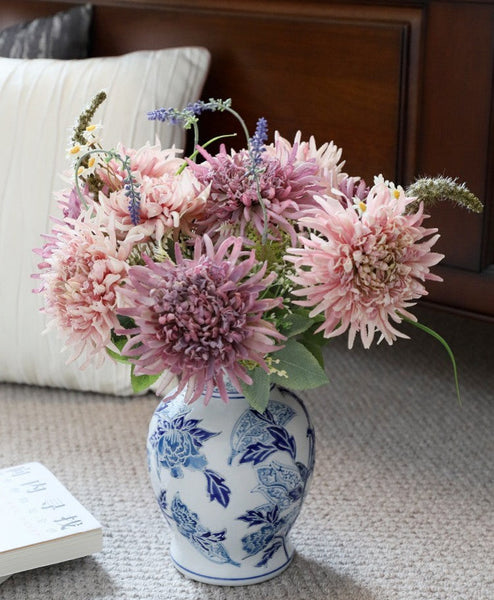 Porcelain Flower Vases, Centerpiece Ceramic Bouquet Vases, Handmade Flower Vase, Vintage Flower Vases on Dining Table-HomePaintingDecor