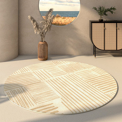 Abstract Modern Area Rugs, Round Area Rugs under Coffee Table, Circular Contemporary Modern Rugs for Dining Room, Unique Bedroom Floor Carpets-HomePaintingDecor