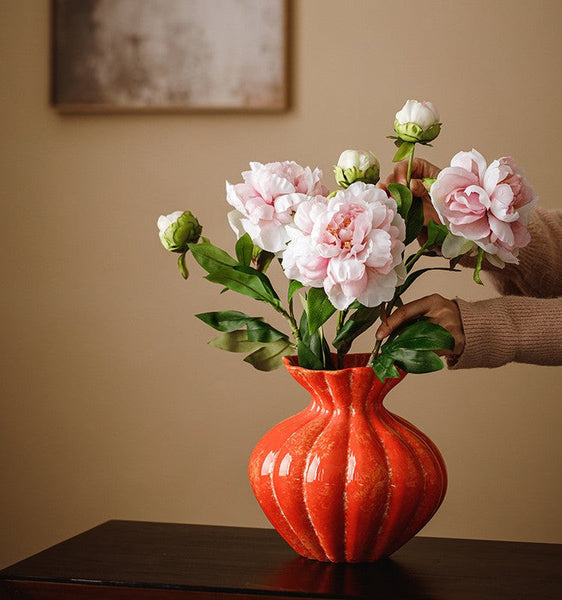 Handmade Water Holding Flower Vases, Modern Flower Vase Centerpiece on Table, Porcelain Flower Vases, Ceramic Bouquet Vases-HomePaintingDecor