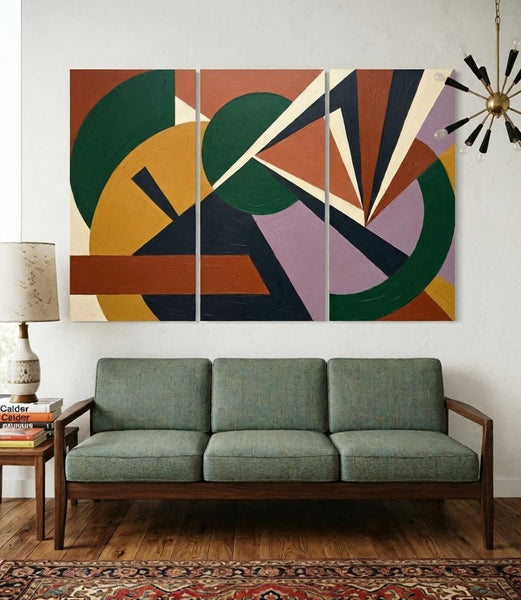 Hand Painted Canvas Art, Multi Panel Wall Painting, Modern Contemporary Paintings, Original Geometric Abstract Paintings-HomePaintingDecor