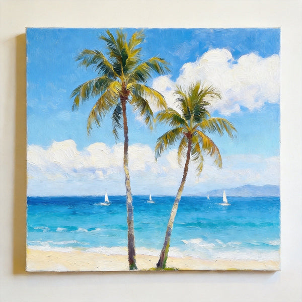 Impressions of a Sunny Seaside Day, Hand Painted Canvas Art, Original Seascape Paintings, Original Oil Paintings, Buy Small Artwork Online, Small Canvas Wall Art Paintings-HomePaintingDecor
