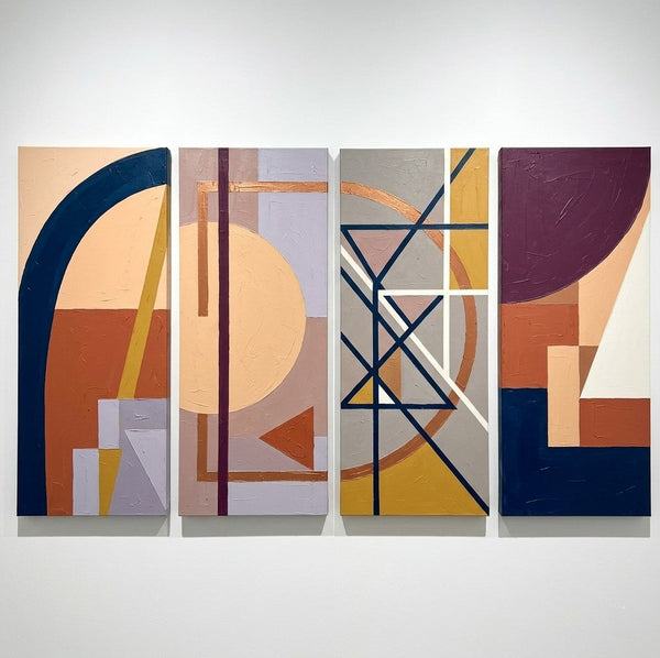 Original Contemporary Paintings, Hand Painted Canvas Art, Multi Panel Wall Art Paintings, Geometric Abstract Artwork-HomePaintingDecor