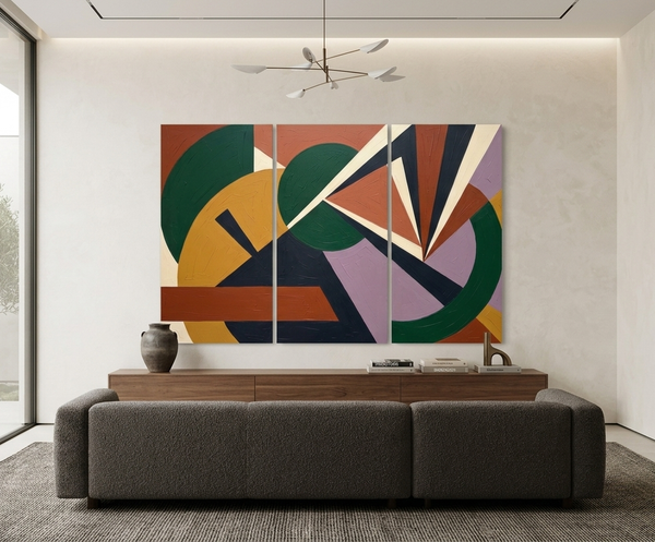 Hand Painted Canvas Art, Multi Panel Wall Painting, Modern Contemporary Paintings, Original Geometric Abstract Paintings-HomePaintingDecor
