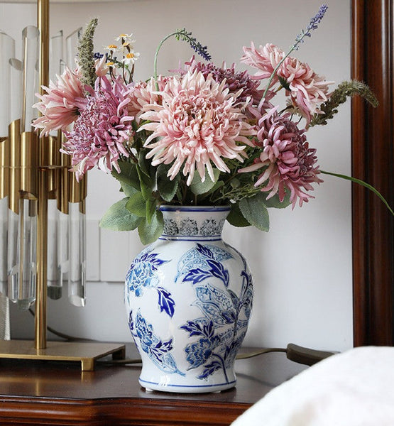 Handmade Flower Vase, Vintage Flower Vases on Dining Table, Porcelain Flower Vases, Centerpiece Ceramic Bouquet Vases-HomePaintingDecor