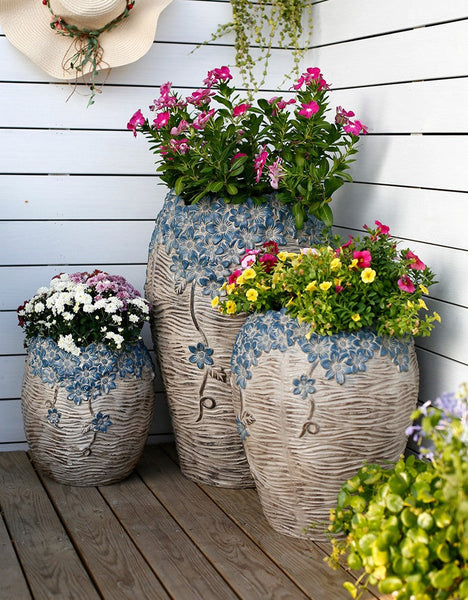 Extra Large Garden Flower Planters, Oversized Garden Flower Pot, Garden Ornaments, Large Resin Gardern Flower Planter, Modern Outdoor Garden Flower Pots-HomePaintingDecor