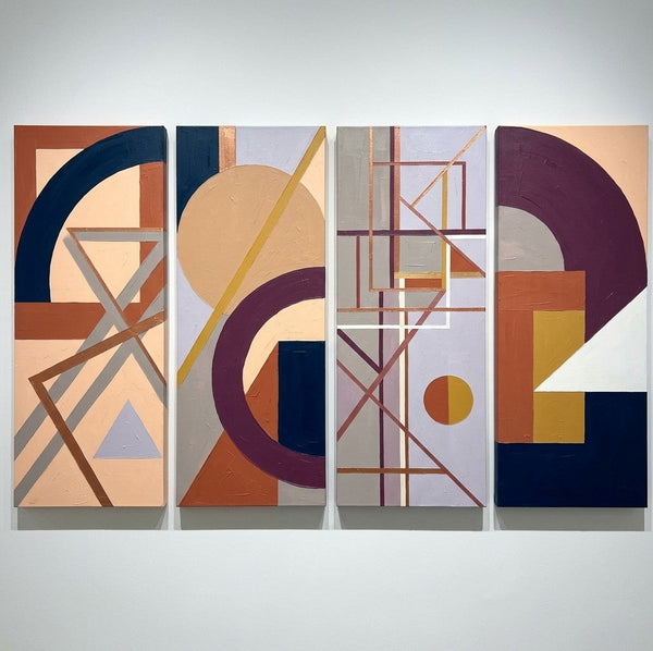 Large Contemporary Paintings, Hand Painted Canvas Art, Multi Panel Group Paintings, Original Geometric Abstract Art-HomePaintingDecor