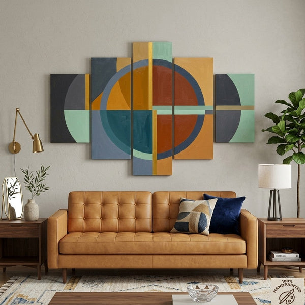 Bedroom Wall Art Paintings, Geometric Modern Art, Colorful Abstract Paintings, Hand Painted Acrylic Art-HomePaintingDecor