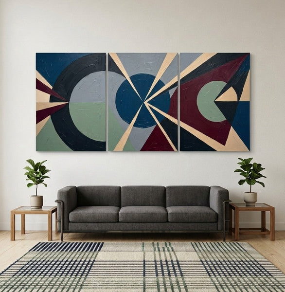 Original Abstract Art, Large Group Paintings for Living Room, Multi Panel Canvas Artwork, Geometric Modern Paintings