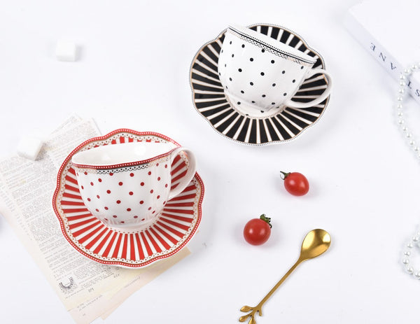 Elegant Modern Ceramic Coffee Cups, Creative Porcelain Tea Cup Saucer Set, Unique Porcelain Cup and Saucer, Afternoon British Tea Cups-HomePaintingDecor