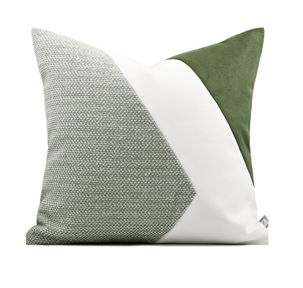Green White Modern Pillows for Couch, Abstract Decorative Throw Pillows for Living Room, Large Modern Sofa Cushion, Decorative Pillow Covers-HomePaintingDecor