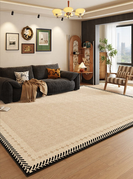 Mid Century Modern Rugs Next to Bed, Modern Rugs for Dining Room, Contemporary Rugs for Bedroom, Cream Modern Carpets for Living Room-HomePaintingDecor