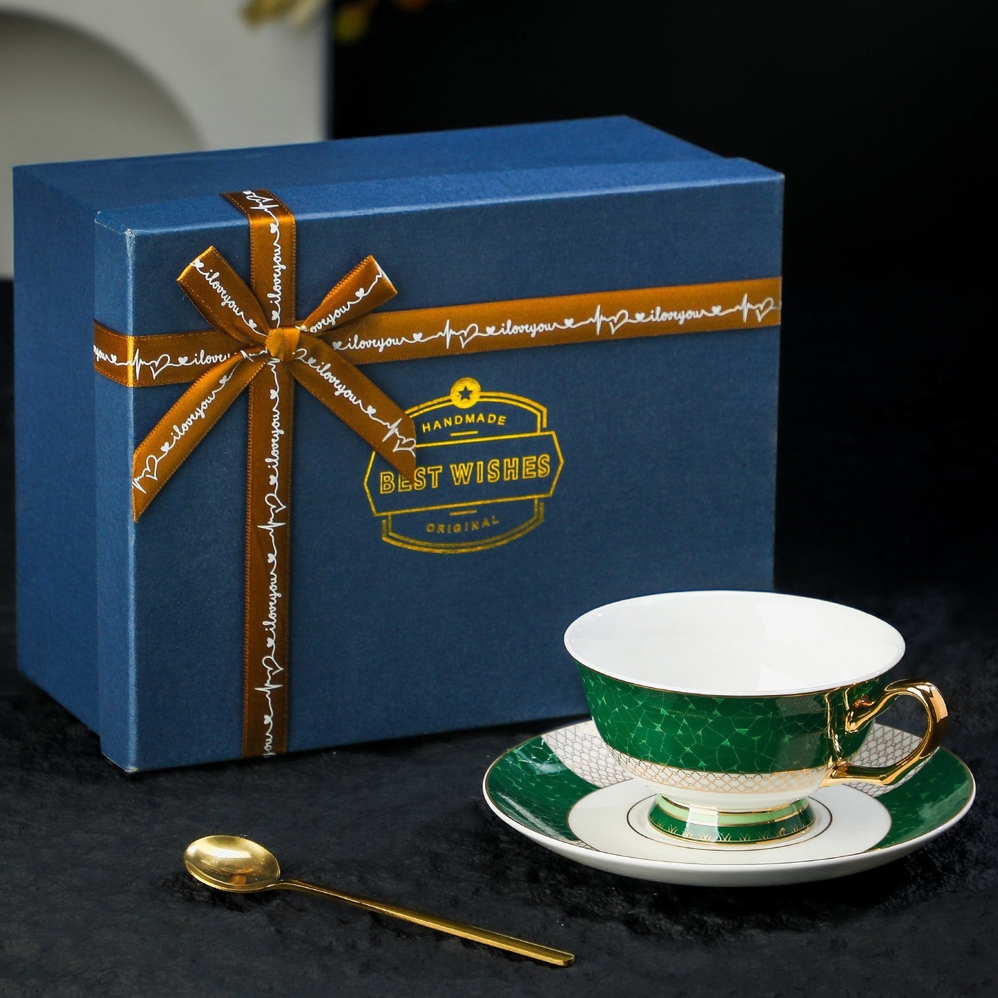 Elegant Green Coffee Cups, British Royal Tea Cup, Floral Pattern, Fine China, Gold Trim