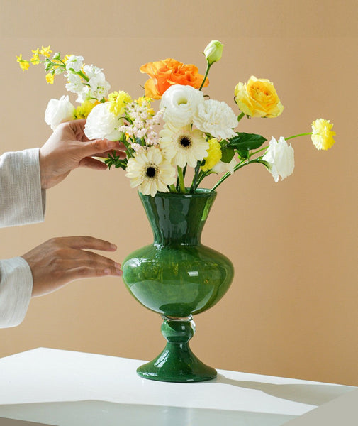 Unique Modern Glass Vase, Contemporary Vase for Modern Home Decor, Modern Glass Flower Vases, Handmade Liuli Vases, Centerpiece Vases on Table-HomePaintingDecor