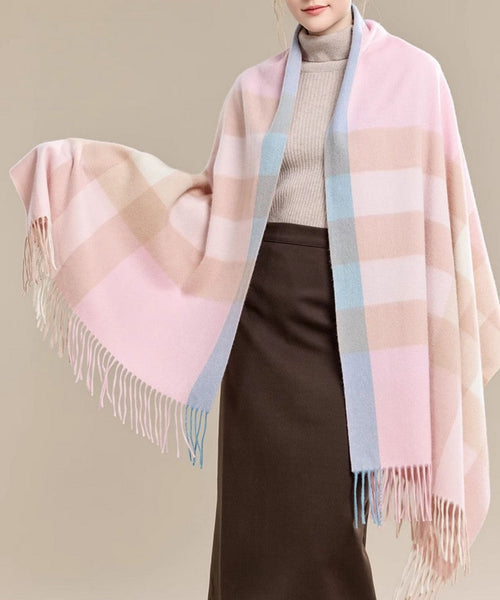 Large Wool Scarf, Soft Wool Scarf for Women, Checkered Fashion Scarf, Winter Shawl, Elegant Shawl, Warm Cape, Gifts for Her, Evening Wrap, Christmas Gift-HomePaintingDecor