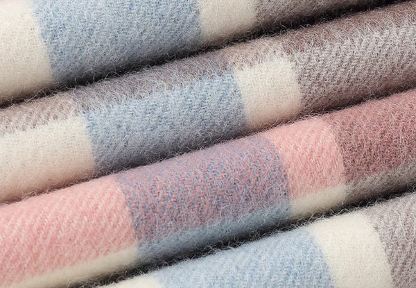 Large Wool Scarf, Soft Wool Scarf for Women, Checkered Fashion Scarf, Winter Shawl, Elegant Shawl, Warm Cape, Gifts for Her, Evening Wrap, Christmas Gift