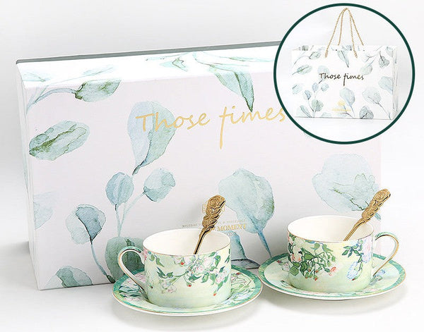 Luxury Tea Cup Set, Elegant Coffee Cup, Porcelain Tea Saucer, Ceramic Tea Cup Set, British Tea Cup Set-HomePaintingDecor