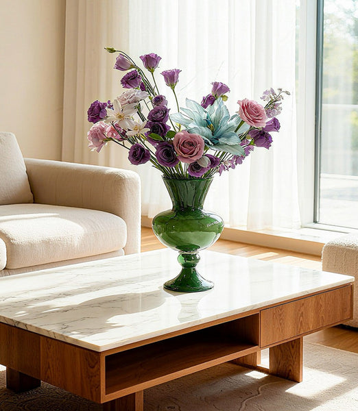 Unique Modern Glass Vase, Contemporary Vase for Modern Home Decor, Modern Glass Flower Vases, Handmade Liuli Vases, Centerpiece Vases on Table-HomePaintingDecor