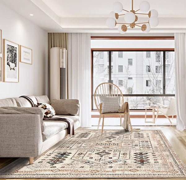 Morocco Contemporary Rugs Next to Bed, Modern Rugs for Living Room, Flower Pattern Contemporary Modern Rugs for Dining Room-HomePaintingDecor