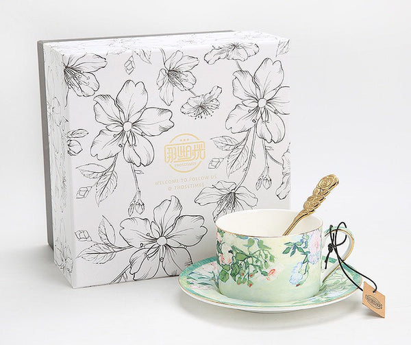 Luxury Tea Cup Set, Elegant Coffee Cup, Porcelain Tea Saucer, Ceramic Tea Cup Set, British Tea Cup Set-HomePaintingDecor