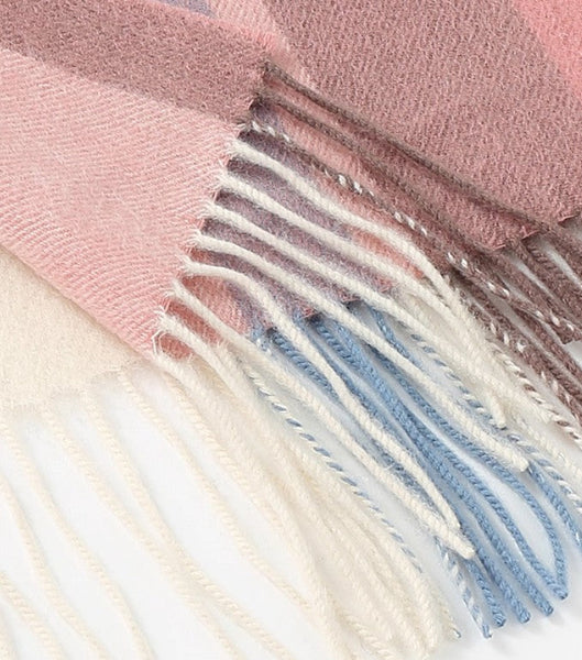 Large Wool Scarf, Soft Wool Scarf for Women, Checkered Fashion Scarf, Winter Shawl, Elegant Shawl, Warm Cape, Gifts for Her, Evening Wrap, Christmas Gift