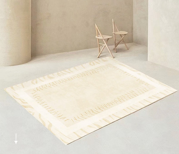 Modern Rugs for Dining Room, Cream Modern Carpets for Living Room, Soft Contemporary Rugs for Bedroom, Mid Century Modern Rugs Next to Bed-HomePaintingDecor