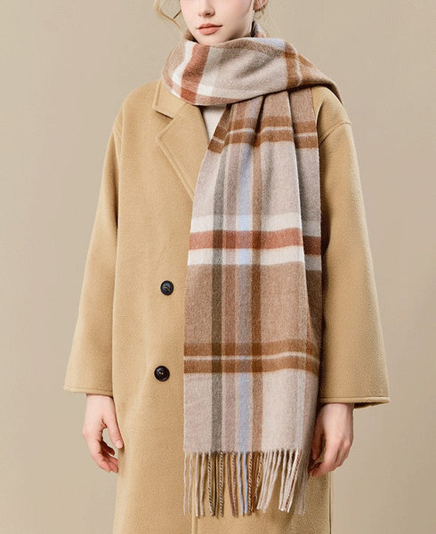 Checked Scarf Winter Wool Scarf, Soft Cashmere Scarf for Women, Elegant Wool Scarves, Warm Winter Scarf, Cold Weather Scarf, Holiday Scarf, Fashion Scarf, Christmas Gifts for Her-HomePaintingDecor