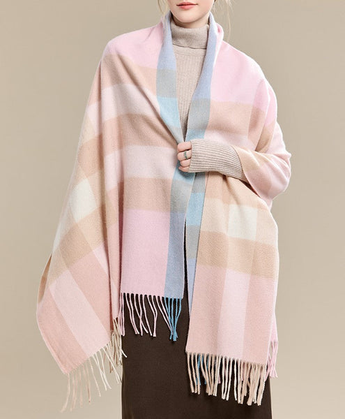Large Wool Scarf, Soft Wool Scarf for Women, Checkered Fashion Scarf, Winter Shawl, Elegant Shawl, Warm Cape, Gifts for Her, Evening Wrap, Christmas Gift-HomePaintingDecor