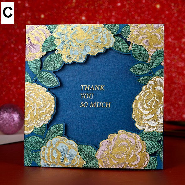 Blue Flower Greeting Cards, Beautiful Greeting Cards to Friends, Creative Birthday Greeting Card, Original Handmade Greeting Cards-HomePaintingDecor