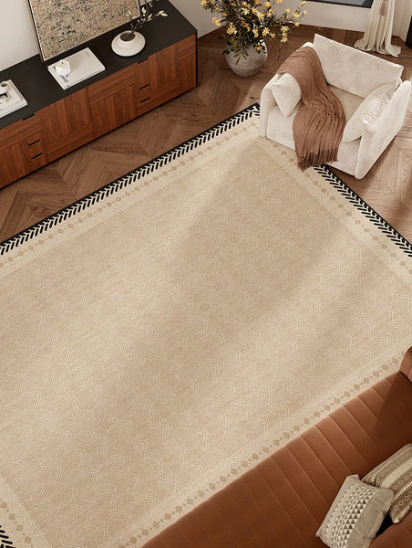 Mid Century Modern Rugs Next to Bed, Modern Rugs for Dining Room, Contemporary Rugs for Bedroom, Cream Modern Carpets for Living Room-HomePaintingDecor