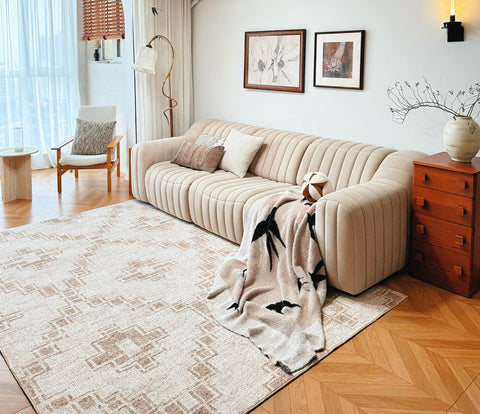 Modern Geometric Carpets for Bedroom, Contemporary Abstract Rugs under Dining Room Table, Modern Living Room Rug Placement Ideas-HomePaintingDecor