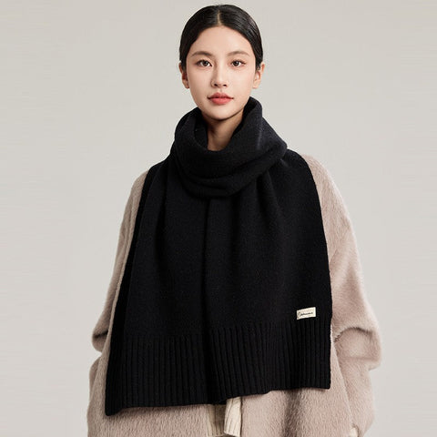 Soft Cashmere Scarf for Women, Casual Scarf for Women, Cold Weather Scarf, Fashion Designer Scarf, Black Winter Scarf, Modern Wool Scarf for Women-HomePaintingDecor