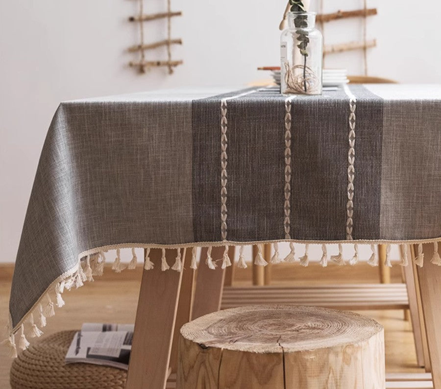 Dining Room Table Large Rectangle Table Cover, Modern Rectangular Table Cloth for Oval Table, Cotton and Linen Tablecloth for Kitchen-HomePaintingDecor