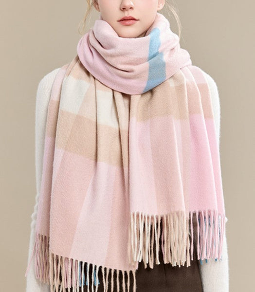 Large Wool Scarf, Soft Wool Scarf for Women, Checkered Fashion Scarf, Winter Shawl, Elegant Shawl, Warm Cape, Gifts for Her, Evening Wrap, Christmas Gift