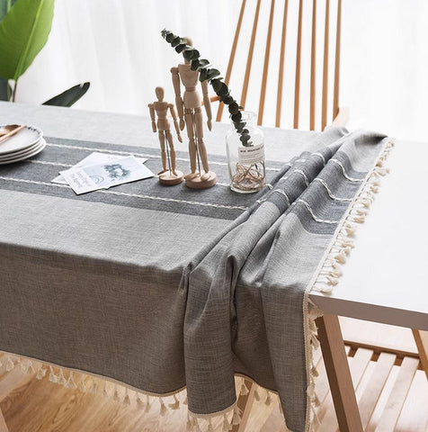 Dining Room Table Large Rectangle Table Cover, Modern Rectangular Table Cloth for Oval Table, Cotton and Linen Tablecloth for Kitchen-HomePaintingDecor