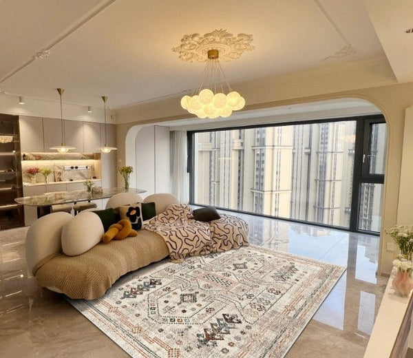 Modern Rugs for Living Room, Morocco Contemporary Rugs Next to Bed, Flower Pattern Contemporary Modern Rugs for Dining Room-HomePaintingDecor