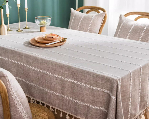Simple Rectangular Tablecloth for Oval Table, Cotton and Linen Tablecloths, Kitchen Rectangular Table Covers, Farmhouse Table Cloths for Dining Room-HomePaintingDecor
