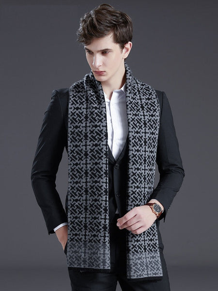 Modern Business Wool Scarf for Gentleman, Soft Casual Scarf Men, Men's Winter Wool Scarf, Formal Men Scarf Styles, Men's Winter Scarves, Thick Wool Scarf for Men