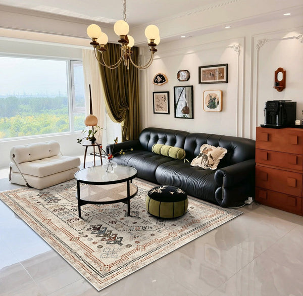 Modern Rugs for Living Room, Morocco Contemporary Rugs Next to Bed, Flower Pattern Contemporary Modern Rugs for Dining Room-HomePaintingDecor