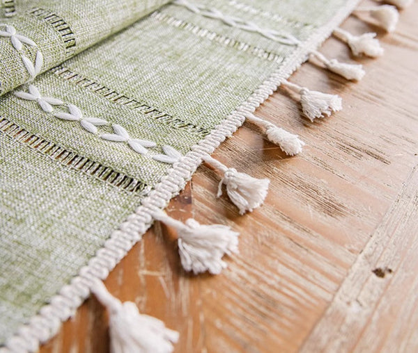 Kitchen Rectangular Table Covers, Rectangular Tablecloth for Sale, Modern Table Cloths for Dining Room, Farmhouse Green Cotton and Linen Table Cloth-HomePaintingDecor