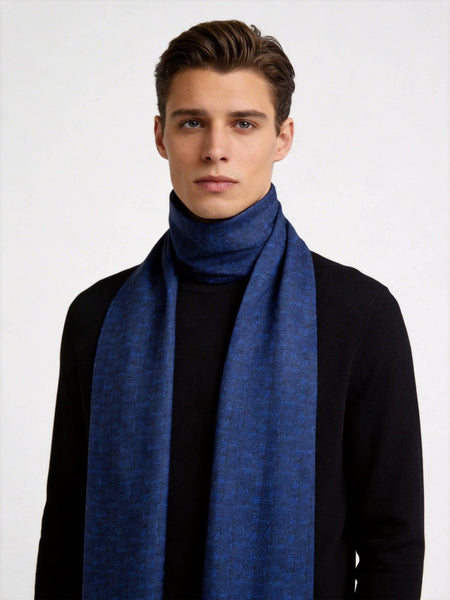 Luxury Blue Silk Neck Scarf, Silk Scarf For Suit, Formal Wear Silk Scarf, Silk Ascot For Men, British Style Long Scarf, Business Silk Scarf Men, Mens Spring Autumn Scarf, Lightweight Silk Scarf Men-HomePaintingDecor