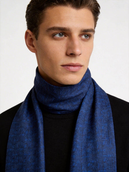 Luxury Blue Silk Neck Scarf, Silk Scarf For Suit, Formal Wear Silk Scarf, Silk Ascot For Men, British Style Long Scarf, Business Silk Scarf Men, Mens Spring Autumn Scarf, Lightweight Silk Scarf Men-HomePaintingDecor