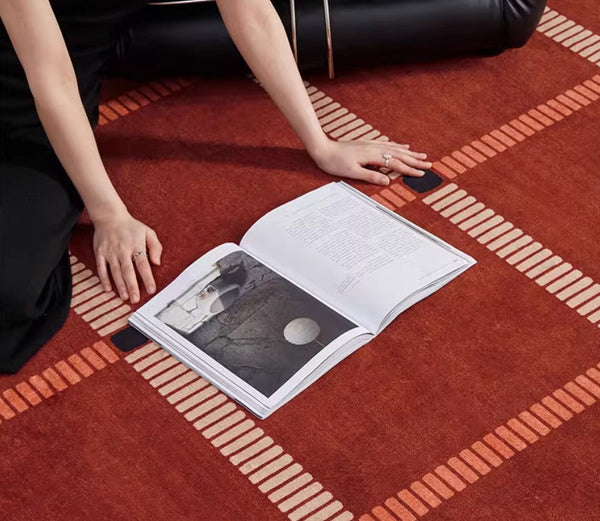 Contemporary Modern Carpets Next to Bed, Abstract Red Rugs for Living Room, Mid Century Area Rugs, Red Modern Rugs under Dining Room Table-HomePaintingDecor