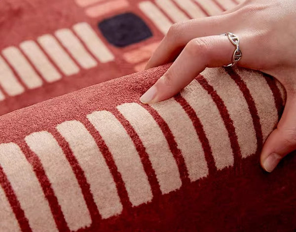 Contemporary Modern Carpets Next to Bed, Abstract Red Rugs for Living Room, Mid Century Area Rugs, Red Modern Rugs under Dining Room Table-HomePaintingDecor