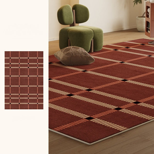 Contemporary Modern Carpets Next to Bed, Abstract Red Rugs for Living Room, Mid Century Area Rugs, Red Modern Rugs under Dining Room Table-HomePaintingDecor