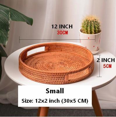 Rattan Round Basket with Handle, Storage Baskets for Kitchen, Woven Storage Baskets, Rattan Storage Basket-HomePaintingDecor