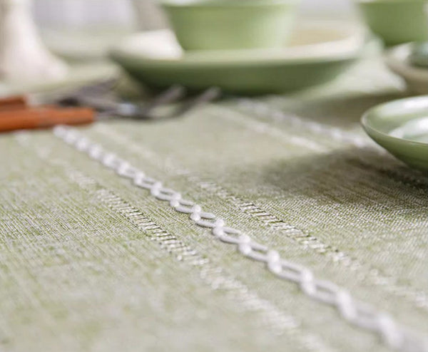Rectangular Tablecloth for Sale, Modern Table Cloths for Dining Room, Kitchen Rectangular Table Covers, Farmhouse Green Cotton and Linen Table Cloth-HomePaintingDecor