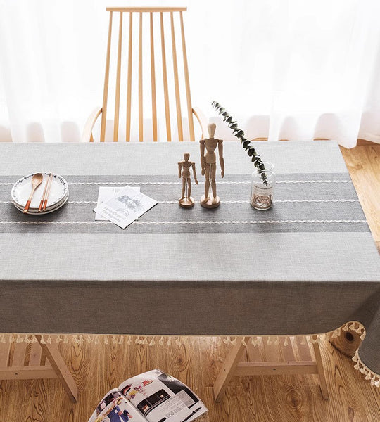 Dining Room Table Large Rectangle Table Cover, Modern Rectangular Table Cloth for Oval Table, Cotton and Linen Tablecloth for Kitchen-HomePaintingDecor