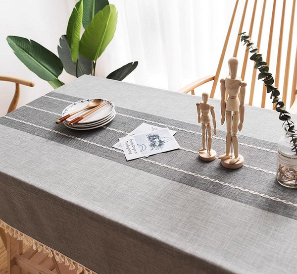 Dining Room Table Large Rectangle Table Cover, Modern Rectangular Table Cloth for Oval Table, Cotton and Linen Tablecloth for Kitchen-HomePaintingDecor