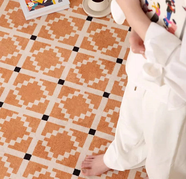 Geometric Modern Rug Ideas for Living Room, Circular Modern Rugs for Bathroom, Modern Rugs for Children's Room, Mid Century Modern Round Rugs for Dining Room-HomePaintingDecor