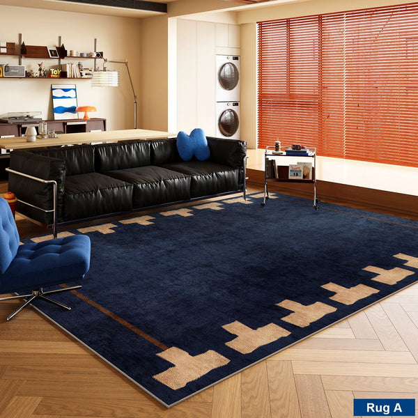 Blue Modern Rugs for Dining Room, Bedroom Modern Floor Carpet, Mid Century Area Rugs, Contemporary Modern Living Room Rug Ideas-HomePaintingDecor